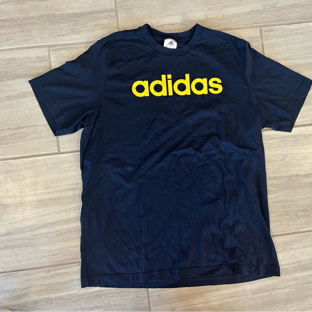 adidas Dark Blue Tee with Yellow Logo